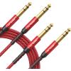 imageJSAUX 14 Inch Cable Guitar Cable 10FT Instrument Cable 635mm 14 TRS to 635mm 14 TRS Stereo Audio Cable Male to Male StraighttoStraight for Electric Guitar Bass Mandolin  Red 3MRedStraight
