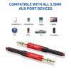 imageJSAUX 2 Pack AUX Cable 4ft12m Copper Shell HiFi Sound 35mm TRS Auxiliary Audio Cable Nylon Braided Aux Cord Compatible with CarHome StereosSpeakerHeadphonesSonyEcho DotBeats  RedRed