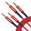 imageJSAUX 2 Pack AUX Cable 4ft12m Copper Shell HiFi Sound 35mm TRS Auxiliary Audio Cable Nylon Braided Aux Cord Compatible with CarHome StereosSpeakerHeadphonesSonyEcho DotBeats  RedRed