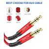 imageJSAUX 2 Pack AUX Cable 4ft12m Copper Shell HiFi Sound 35mm TRS Auxiliary Audio Cable Nylon Braided Aux Cord Compatible with CarHome StereosSpeakerHeadphonesSonyEcho DotBeats  RedRed