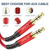 imageJSAUX 2 Pack AUX Cable 4ft12m Copper Shell HiFi Sound 35mm TRS Auxiliary Audio Cable Nylon Braided Aux Cord Compatible with CarHome StereosSpeakerHeadphonesSonyEcho DotBeats  RedRed
