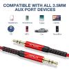 imageJSAUX 2 Pack AUX Cable 4ft12m Copper Shell HiFi Sound 35mm TRS Auxiliary Audio Cable Nylon Braided Aux Cord Compatible with CarHome StereosSpeakerHeadphonesSonyEcho DotBeats  RedRed