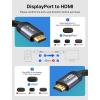 imageJSAUX 4K DisplayPort to HDMI Cable Adapter 10FT DP to HDMI Male Video UHD 4K30Hz2K601080P120 Nylon DP to HDTV UniDirectional Cord for Dell Projector Desktop AMD NVIDIA Lenovo HP ThinkPadGrey