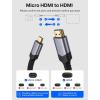 imageJSAUX 4K Micro HDMI to HDMI Cable Micro HDMI Male to HDMI Male Cable Adapter Nylon Braided Support 4K60Hz HDR 3D ARC 18Gbps Compatible with Sport Camera Sony A6000 A6300 and More 66FTGrey