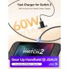 imageJSAUX 60W USB C Charger for Nintendo Switch 2 Support TV Mode Portable Charger with 66ft Cable GaN PD 30 Fast Charging Compatible with Nintendo Switch2SwitchOLEDLiteSteam Deck