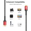 imageJSAUX 8K HDMI Cable 21 2 Pack 6ft 48Gbps Ultra High Speed HDMI Cable Braided Cord 4K144Hz 4K120Hz 8K60Hz HDCP 22ampamp23 HDR 10 eARC ARC Compatible with Switch 2PS5LaptopMonitorHDTVRedRed