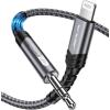 imageJSAUX Apple MFi Certified Lightning to 35mm Audio Cable 6FT AUX Cord for iPhone Headphones Jack Compatible with iPhone 1414 Plus14Pro1313 Pro Max1212 Pro11 ProXXSXR8Car StereoRedGrey