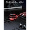 imageJSAUX Headphone Splitter 35mm Audio Splitter 2 Female to 1 Male Dual Headphone Adapter Compatible with PS4 PS5 Xbox Nintendo Switch PC Gaming Headsets Phone Tablet Laptop and MoreRedRed