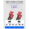 imageJSAUX Micro USB Cable for Android 2Pack 66FT Kindle Charger Cord Replacement Nylon Braided USB Micro Charging Cable Compatible with Galaxy S7 S6 J7 Edge Note 5 Kindle MP3BlueRED
