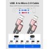 imageJSAUX Micro USB Cable for Android 2Pack 66FT Kindle Charger Cord Replacement Nylon Braided USB Micro Charging Cable Compatible with Galaxy S7 S6 J7 Edge Note 5 Kindle MP3BlueGold Rose