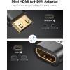 imageJSAUX Mini HDMI to HDMI Adapter Mini HDMI Male to HDMI Female Cable with 4K 60Hz HDR 3D 18Gbps Compatible with Camera Camcorder Raspberry Pi Zero Laptop TabletGrayBlack