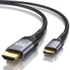 imageJSAUX Mini HDMI to HDMI Cable 6FT Aluminum Shell Braided High Speed 4K 60Hz HDMI 20 Cord Compatible with Camera Camcorder Tablet and GraphicsVideo Card Laptop Raspberry Pi Zero W GreyGrey
