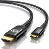 imageJSAUX Mini HDMI to HDMI Cable 6FT Aluminum Shell Braided High Speed 4K 60Hz HDMI 20 Cord Compatible with Camera Camcorder Tablet and GraphicsVideo Card Laptop Raspberry Pi Zero W GreyBlack