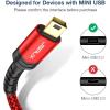 imageJSAUX Mini USB Cable2Pack 33ft66ft USB 20 Type A to Mini B Fast Charging Braided Cord for GoPro Hero 3 PS3 Controller MP3 Player Dash Cam Garmin Nuvi GPS Camera Blue Yeti RedRed