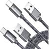 imageJSAUX USB A to USB C Cable 3Pack 66Ft 31A Fast Charging Cord Type C Charge Cable Compatible with CarPlayiPhone 171615PlusProSamsung Galaxy S20S10S9S8 Note 109 LG PS5 USB C ChargerGrey