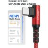 imageJSAUX USB C Cable 2Pack 66ft 31A Type C Charger Fast Charging Cord Right Angle Compatible with iPhone 16e 16 15 Pro Max Plus Samsung Galaxy A14 A15 A25 A35 A53 A55 S25 S24 S23 CarPlay RedRed