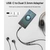 imageJSAUX USB C to Dual 35mm Female Headphone Splitter Type C to Dual 35mm Female Aux Y Jack Headphone Adapter Compatible with iPhone 16 Pro Max15 Pro Max Galaxy S2423 Ultra Pixel iPad ProRedGrey