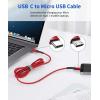imageJSAUX USB C to Micro USB Cable 66FT Type C to Micro USB Charger Braided Cord Support Charge ampamp Sync Compatible with MacBook ProGalaxy S8 S9 S10 Pixel 3 XL 2 XL and Micro USB Devices Red2M66FT