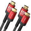 image4K Long HDMI Cable 2 Pack 25 ft JSAUX 18Gbps High Speed HDMI 20 Braided Cord 4K 60Hz HDR 2K 1440P 144Hz 1080p HDCP 22 3D ARC Ethernet Compatible with Monitor Smart TV PC PS5 PS4 Bluray RedRed