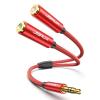 imageJSAUX Headphone Splitter 35mm Audio Splitter 2 Female to 1 Male Dual Headphone Adapter Compatible with PS4 PS5 Xbox Nintendo Switch PC Gaming Headsets Phone Tablet Laptop and MoreRedRed