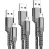 imageJSAUX Micro USB Charger Cable 3Pack 33ft66ft10ft Android Charger Micro USB to USB A Nylon Braided Cord Compatible with Samsung Galaxy S6 S7 Edge Note 5 Kindle and MoreGreenGrey