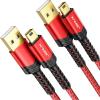 imageJSAUX Mini USB Cable2Pack 33ft66ft USB 20 Type A to Mini B Fast Charging Braided Cord for GoPro Hero 3 PS3 Controller MP3 Player Dash Cam Garmin Nuvi GPS Camera Blue Yeti RedRed