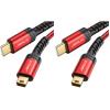 imageJSAUX Mini USB to Type C Cable USB C to Mini USB 66FT Cable Charging Cord for GoPro Hero 3 PS3 Controller MP3 Player Dash Cam Digital Camera GPS Receiver PDAs and More Mini B Devices 2MRed10FT Pack of 2