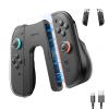 imageJSAUX Switch 2 Charging Grip for Nintendo Switch 2 Magnetic Grip Controller Compatible with Switch 2 Joycons Play While Charging with LED Indicatorampamp 15m49ft Charger CableBlackGrip with Case