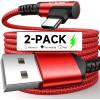 imageJSAUX USB C Cable 2Pack 66ft 31A Type C Charger Fast Charging Cord Right Angle Compatible with iPhone 16e 16 15 Pro Max Plus Samsung Galaxy A14 A15 A25 A35 A53 A55 S25 S24 S23 CarPlay RedRed