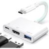 imageJSAUX USB C to HDMI Adapter Digital AV Multiport 4K30Hz 3in1 100W Charging5Gbps USB A 30 Type C Compatible with iPhone 16 Pro16 Pro Max16iPhone 15 Pro MaxSamsung S2423 iPad MacBookDellWhite