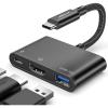 imageJSAUX USB C to HDMI Adapter Digital AV Multiport 4K30Hz 3in1 100W Charging5Gbps USB A 30 Type C Compatible with iPhone 16 Pro16 Pro Max16iPhone 15 Pro MaxSamsung S2423 iPad MacBookDellBlack