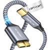 imageJSAUX USB C to Micro B Cable 2 Pack 33ft66ft Type C to Micro B Hard Drive Cable Nylon Braided Cord Compatible with ToshibaSeagateWD External Hard Drive MacBook pro and Galaxy S8S9S10 Grey15FT15FT