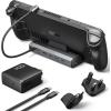 imageJSAUX Upgraded Docking Station 4K120Hz for Steam Deck OLEDROG Ally XLegion Go SMSi Claw 6in1 Steam Deck Dock with HDMI 21 Gigabit Ethernet 3 USB 30 100W Charge for Steam Deck LCDHB06036IN1 with 100W Charger