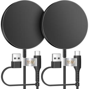 imageJSAUX 15W Magnetic Wireless Charger 2Pack Fast Charging Compatible with MagSafe Charger iPhone 17 Air Pro Max1615141312 SeriesAirpods BlackBlack