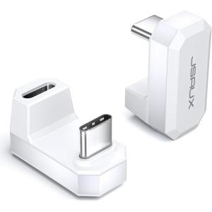 imageJSAUX 180 USB C Male to USB C Female Adapter 2 Pack 180 Degree Type C Adapter USB 40  PD 100W Compatible with Steam Deck Laptop Tablet iPhone 1516 Switch 2 not for Video and More  GreyWhite