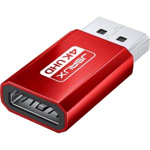 imageJSAUX 4K DisplayPort to HDMI Adapter 2Pack DP PC to HDMI Monitor Converter Video UHD 2K120Hz4K30 DP to HDTV Male to Female UniDirectional Adapter Compatible with Dell Lenovo HPGPU AMD GreyRed