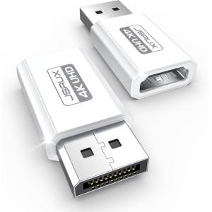 imageJSAUX 4K DisplayPort to HDMI Adapter 2Pack DP PC to HDMI Monitor Converter Video UHD 2K120Hz4K30 DP to HDTV Male to Female UniDirectional Adapter Compatible with Dell Lenovo HPGPU AMD GreyWhite