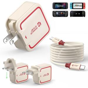 imageJSAUX 65W USB C Charger for Nintendo Switch 2 Powers in TV Mode with EUUK Plug ampamp 66FT Cable GaN PD Fast Charging for ROG Xbox Ally Steam Deck ROG Ally iPhone 17 Tablet ampamp Laptop  BlueampampOrangeOffWhite