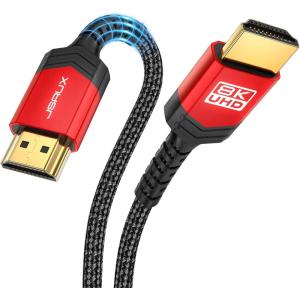 imageJSAUX 8K Certified HDMI 21 Cable 10FT HDMI Cord 8K60Hz 7680x4320 4K120Hz Supports 48Gbps eARC HDR10 HDCP 22 ampamp 23 3D Compatible with PS5 PS4 XBox Series X LGRed