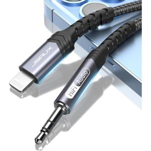 imageJSAUX Apple MFi Certified Lightning to 35mm Audio Cable 6FT AUX Cord for iPhone Headphones Jack Compatible with iPhone 1414 Plus14Pro1313 Pro Max1212 Pro11 ProXXSXR8Car StereoRedGrey
