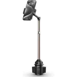 imageJSAUX Car Cup Holder Cellphone Mount Metal LongArm Ultra Stable Phone Holder for Car Cupholders  Adjustable for iPhone 16 15 Pro Max 13 12 11 Samsung Galaxy S24 S23 Ultra Google Pixel 9 ProClipMount
