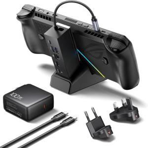 imageJSAUX Docking Station for ROG Xbox Ally X 2025ROG Ally XROG AllySteam DeckLegion GoLegion Go S 6in1 Dock with HDMI 4K120Hz Gigabit Ethernet USB A ampamp USB C 32 Gen 1 100W Charging  HB0609Black with Charger