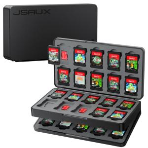 imageJSAUX Game Card Case for Nintendo Switch 2 2025 Switch OLED ampamp Lite 40Slot Hard Shell Storage Holder for 40 Game Cartridges ampamp Micro SD Cards Compact Travel Gaming Card Organizer Box  BlackBlack