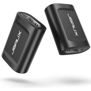 imageJSAUX HDMI Coupler Female to Female 2 Pack 4K HDR HDMI Extension Connector Adapter Aluminum Alloy for HDTV Roku Stick Computer PC Monitor Laptop Projector DVD Player PS 43Greyblack