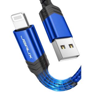 imageJSAUX MFi Certified Lightning Cable 6ft Charger Cable for iPhone Nylon Braided Heavy Duty Upgraded C89 USB Lightning Cord for iPhone 11 Xs Max X XR 8 7 6s 6 Plus SE 5 5s iPad iPodRedBlue