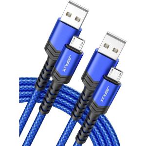 imageJSAUX Micro USB Cable for Android 2Pack 66FT Kindle Charger Cord Replacement Nylon Braided USB Micro Charging Cable Compatible with Galaxy S7 S6 J7 Edge Note 5 Kindle MP3BlueBlue
