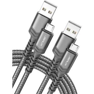 imageJSAUX Micro USB Cable for Android 2Pack 66FT Kindle Charger Cord Replacement Nylon Braided USB Micro Charging Cable Compatible with Galaxy S7 S6 J7 Edge Note 5 Kindle MP3BlueGrey