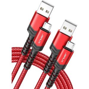 imageJSAUX Micro USB Cable for Android 2Pack 66FT Kindle Charger Cord Replacement Nylon Braided USB Micro Charging Cable Compatible with Galaxy S7 S6 J7 Edge Note 5 Kindle MP3BlueRED