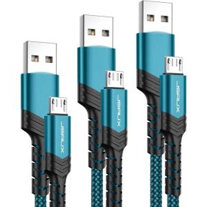 imageJSAUX Micro USB Charger Cable 3Pack 33ft66ft10ft Android Charger Micro USB to USB A Nylon Braided Cord Compatible with Samsung Galaxy S6 S7 Edge Note 5 Kindle and MoreGreenGreen