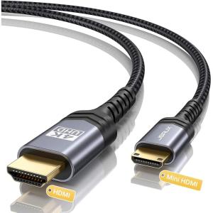 imageJSAUX Mini HDMI to HDMI Cable 6FT Aluminum Shell Braided High Speed 4K 60Hz HDMI 20 Cord Compatible with Camera Camcorder Tablet and GraphicsVideo Card Laptop Raspberry Pi Zero W GreyGrey